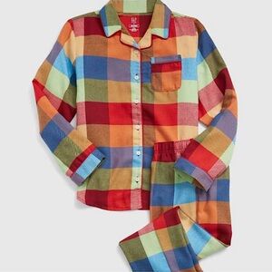 GAP Kids Multicolor Plaid Pajama Set - Red, Blue, Orange, Green, Yellow